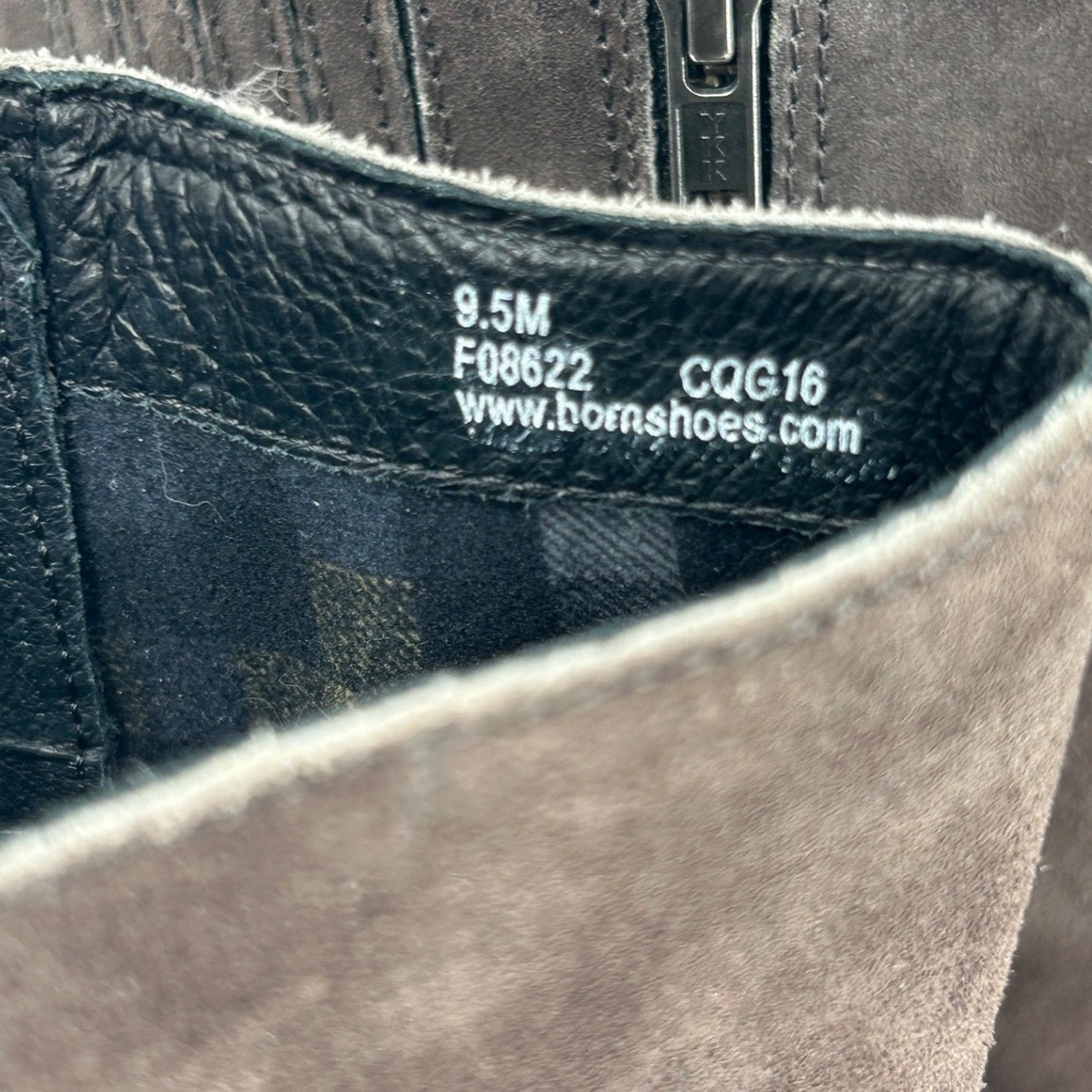 Born Women Grey Suede Tall Riding Boots Side Zip Buckle CQG16 Size 9.5 M - Picture 3 of 9
